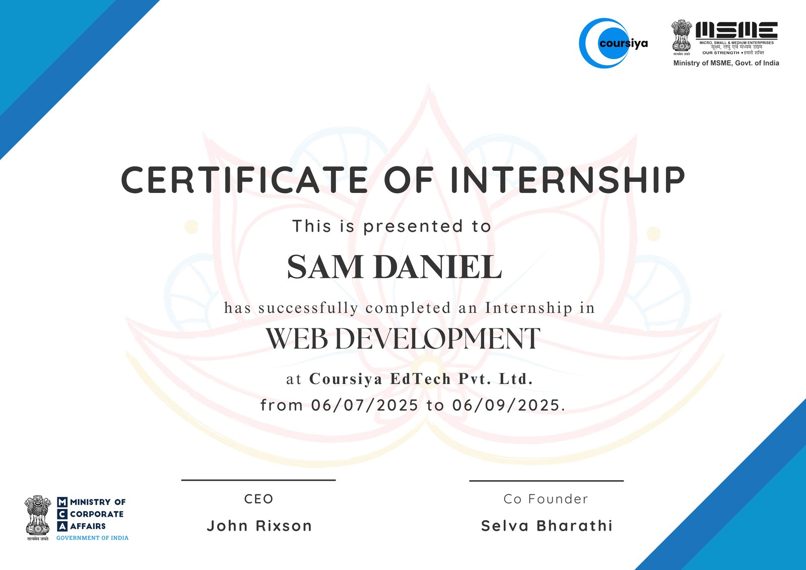 Internship Certificate